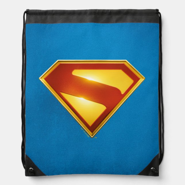 Superman Golden S Shield Brilliance Drawstring Bag (Front)