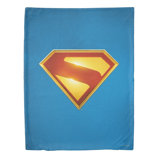 Superman Golden S Shield Brilliance Duvet Cover (Front)