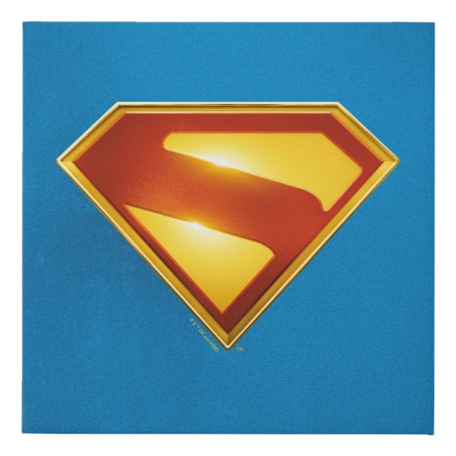 Superman Golden S Shield Brilliance Faux Canvas Print (Front)
