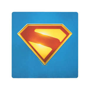 Superman Golden S Shield Brilliance Metal Print