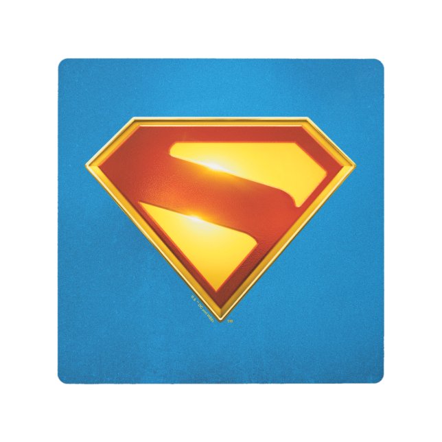 Superman Golden S Shield Brilliance Metal Print (Front)