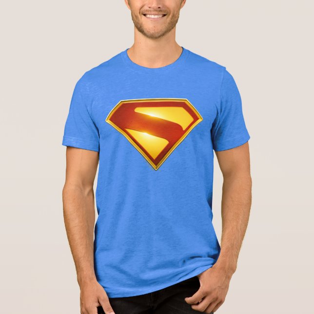 Superman Golden S Shield Brilliance Tri-Blend Shirt (Front)