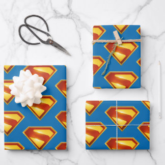 Superman Golden S Shield Brilliance Wrapping Paper Sheets
