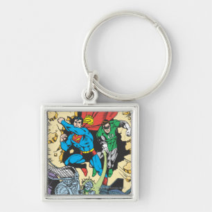 Superman & Green Lantern Fight Brainiac Keychain