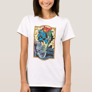 Superman & Green Lantern Fight Brainiac T-Shirt