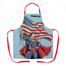 Superman Holding US Flag Apron
