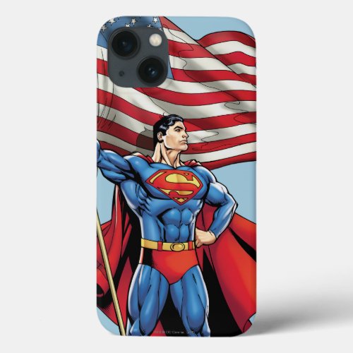 Superman Holding US Flag iPhone 13 Case