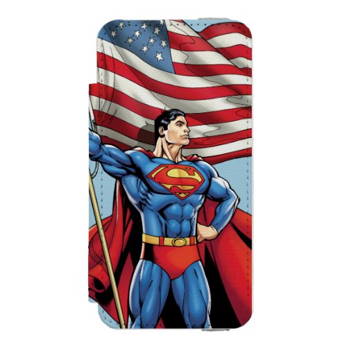 Superman Holding US Flag iPhone SE55s Wallet Case