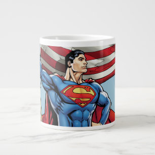 Superman Holding US Flag Large Coffee Mug