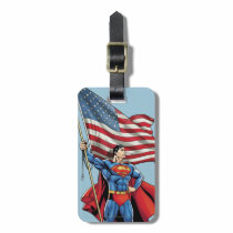 Superman Holding US Flag Luggage Tag