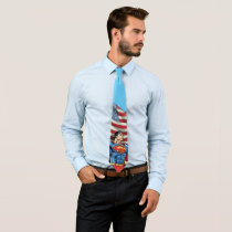 Superman Holding US Flag Neck Tie