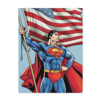 Superman Holding US Flag Postcard