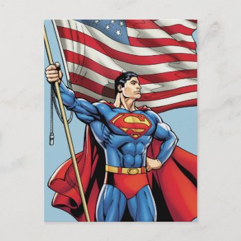 Superman Holding Us Flag Postcard by superman at Zazzle