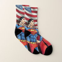 Superman Holding US Flag Socks