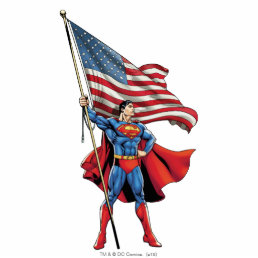 Superman Holding US Flag Statuette