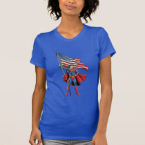 Superman Holding US Flag T-Shirt