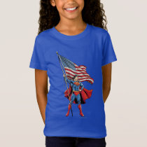 Superman Holding US Flag T-Shirt