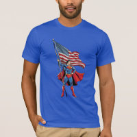 Superman Holding US Flag T-Shirt