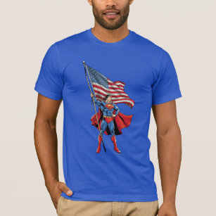 Superman-Wartorn Flag Adult Ringer T-Shirt