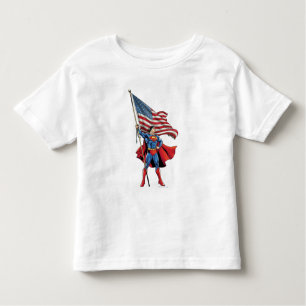Superman Holding US Flag Toddler T-shirt
