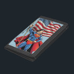 Superman Holding US Flag Trifold Wallet<br><div class="desc">Superman | Check out Superman proudly holding the US flag!</div>