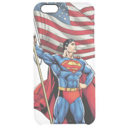 Superman Holding US Flag Clear iPhone 6 Plus Case