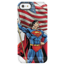Superman Holding US Flag Clear iPhone SE/5/5s Case