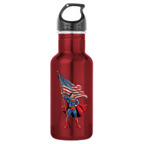 Superman Holding US Flag Water Bottle