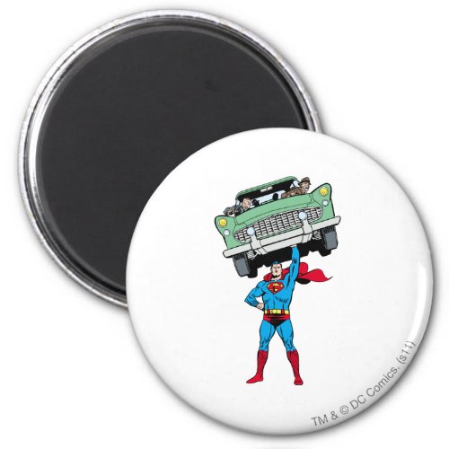 Superman holds a car magnet