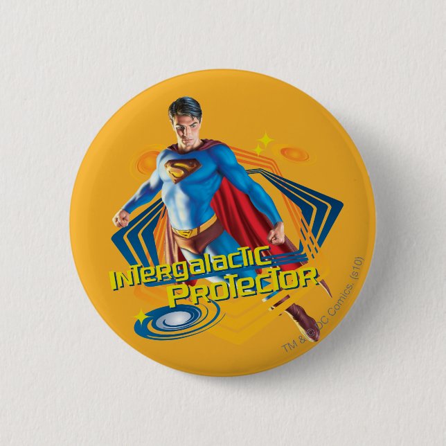 Superman Intergalactic Protector Pinback Button (Front)