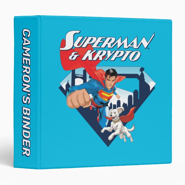 Superman & Krypto Soar 3 Ring Binder (Front/Spine)