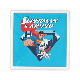 Superman & Krypto Soar Acrylic Tray