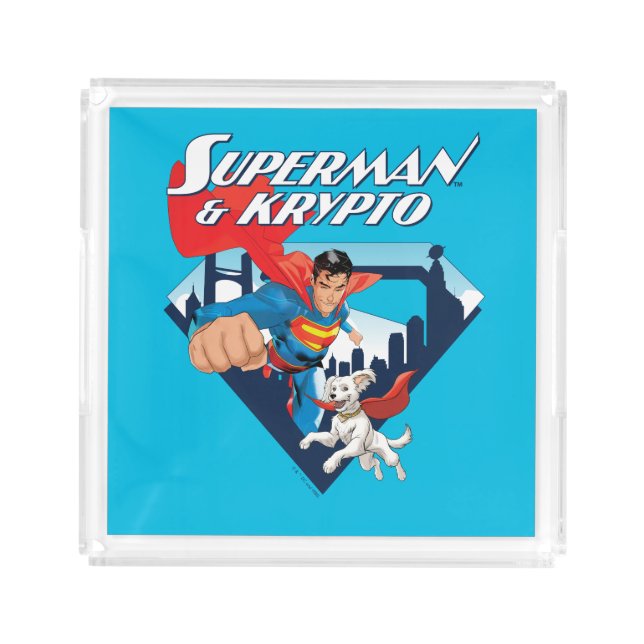Superman & Krypto Soar Acrylic Tray (Front)