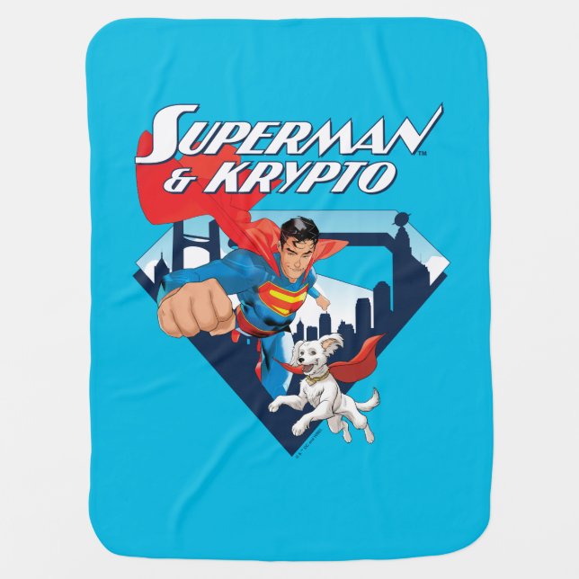Superman & Krypto Soar Baby Blanket (Front)