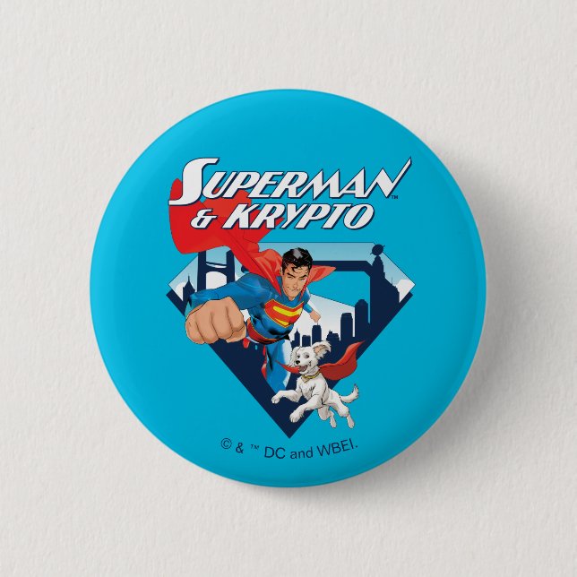 Superman & Krypto Soar Button (Front)