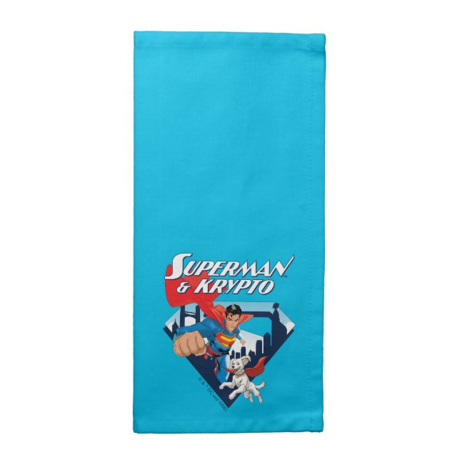 Superman & Krypto Soar Cloth Napkin (Half Fold)
