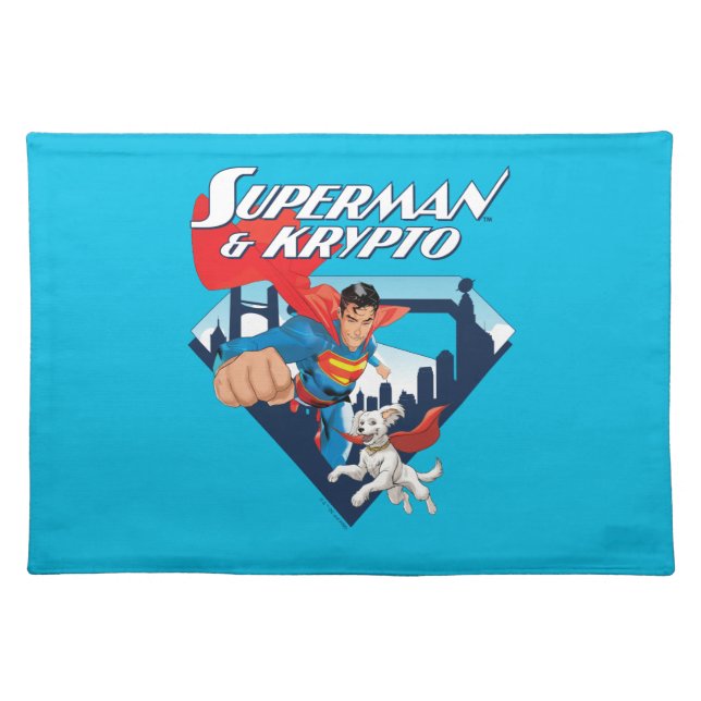 Superman & Krypto Soar Cloth Placemat (Front)