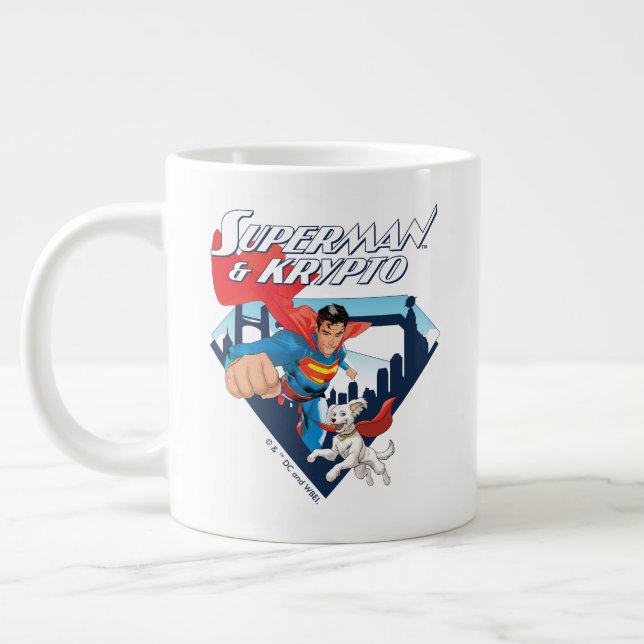 Superman & Krypto Soar Giant Coffee Mug (Left)