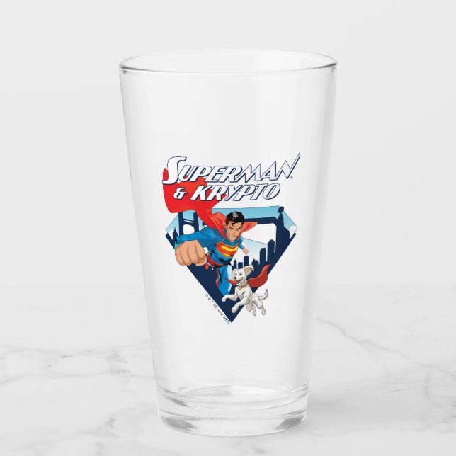 Superman & Krypto Soar Glass (Front)