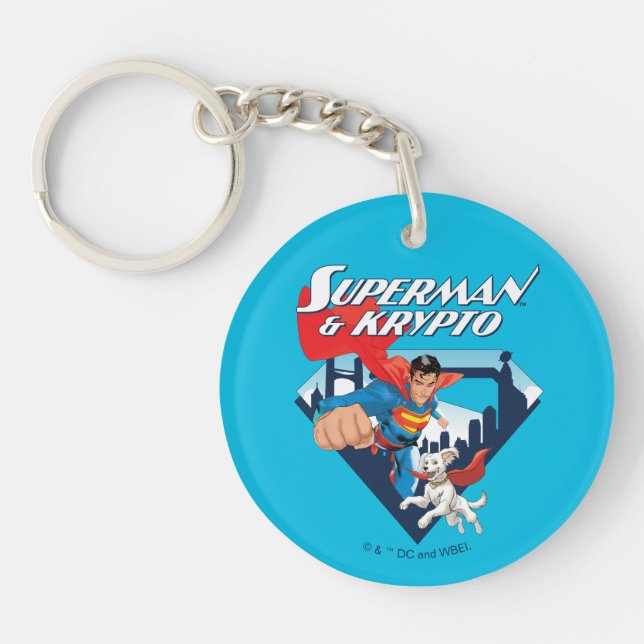 Superman & Krypto Soar Keychain (Front)