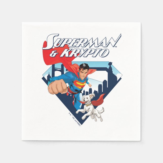 Superman & Krypto Soar Napkins (Front)