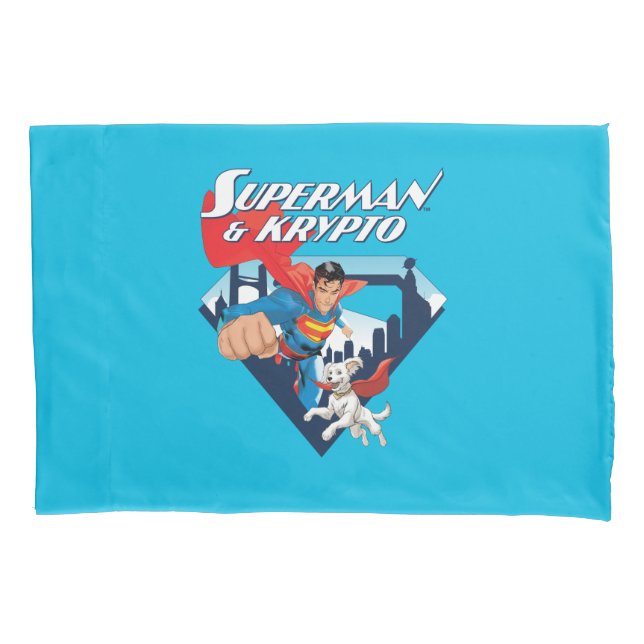 Superman & Krypto Soar Pillow Case (Front)