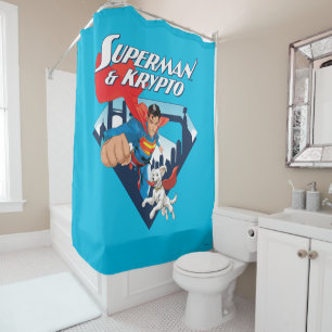 Superman & Krypto Soar Shower Curtain