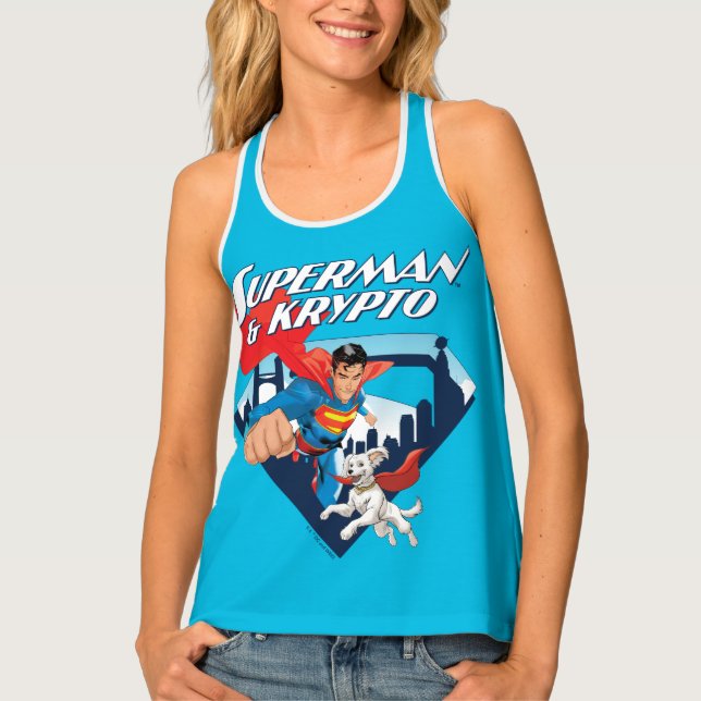 Superman & Krypto Soar Tank Top (Front)