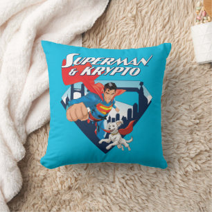 Superman & Krypto Soar Throw Pillow