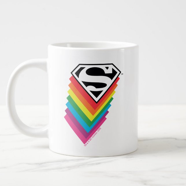 Superman Layered Rainbow Logo Giant Coffee Mug (Left)