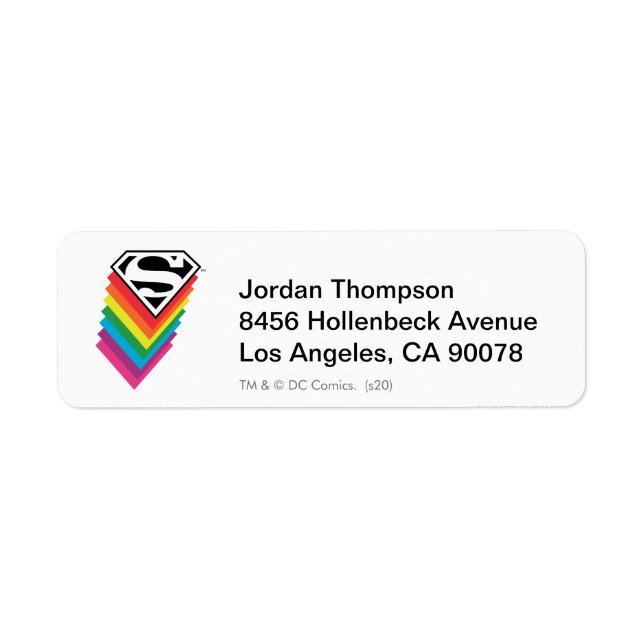 Superman Layered Rainbow Logo Label (Front)