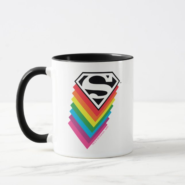 Superman Layered Rainbow Logo Mug (Left)