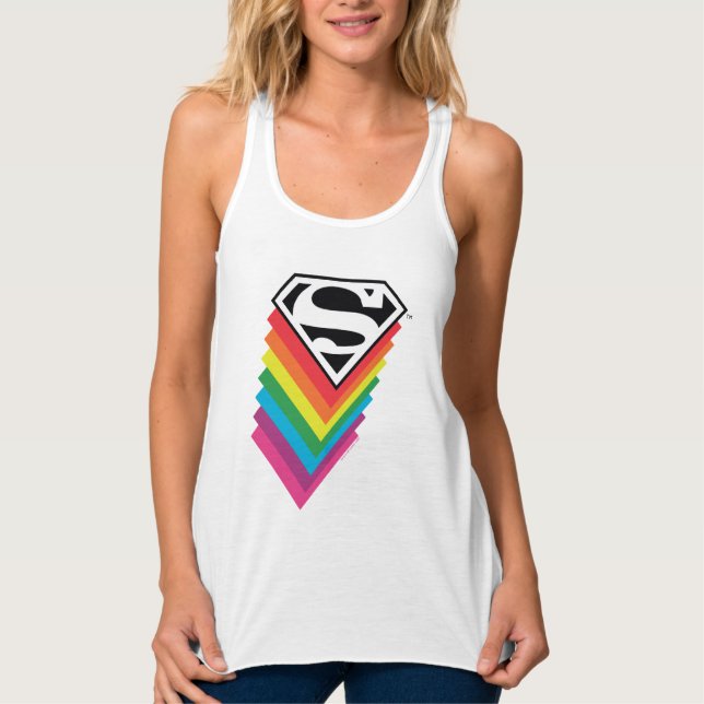 Superman Layered Rainbow Logo Tank Top (Front)