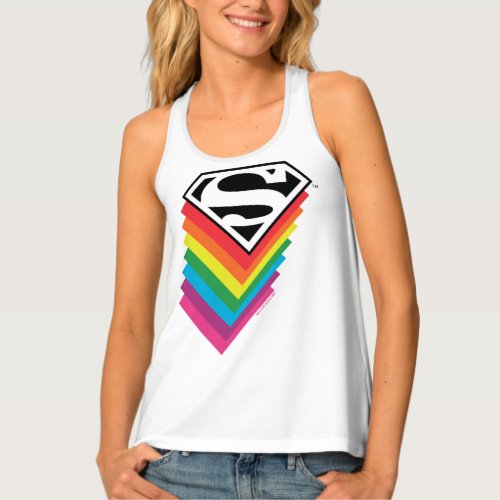 Superman Layered Rainbow Logo Tank Top